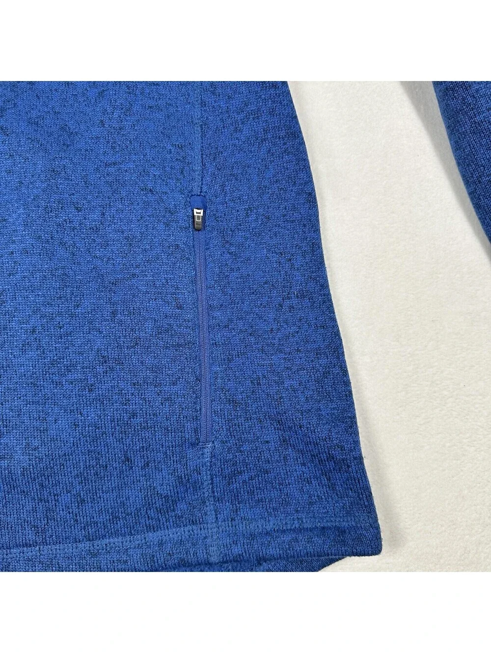 LL Bean Fleece Sweater Blue Full Zip Long Sleeve Slightly Fitted Mens Size LT
